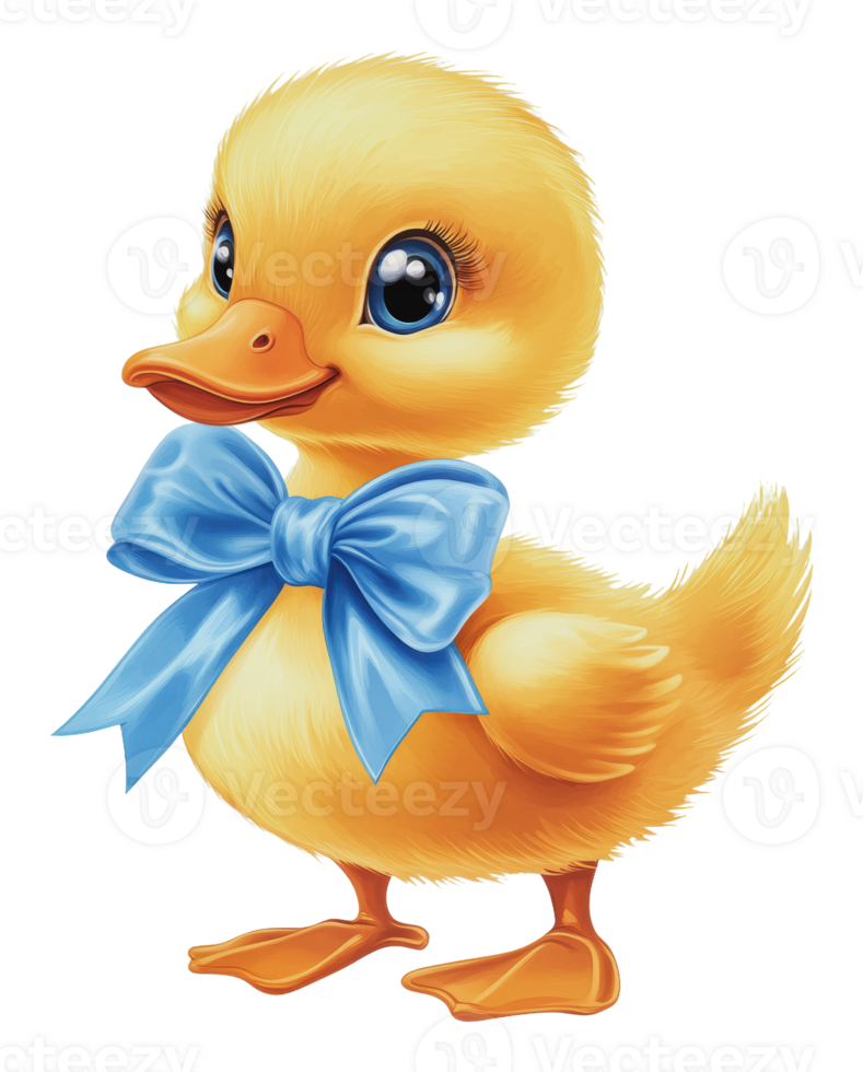 Duckling in a blue bowtie, standing proud png