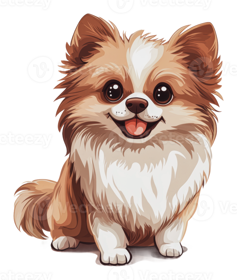Cheerful cartoon Pomeranian sitting with a smile png