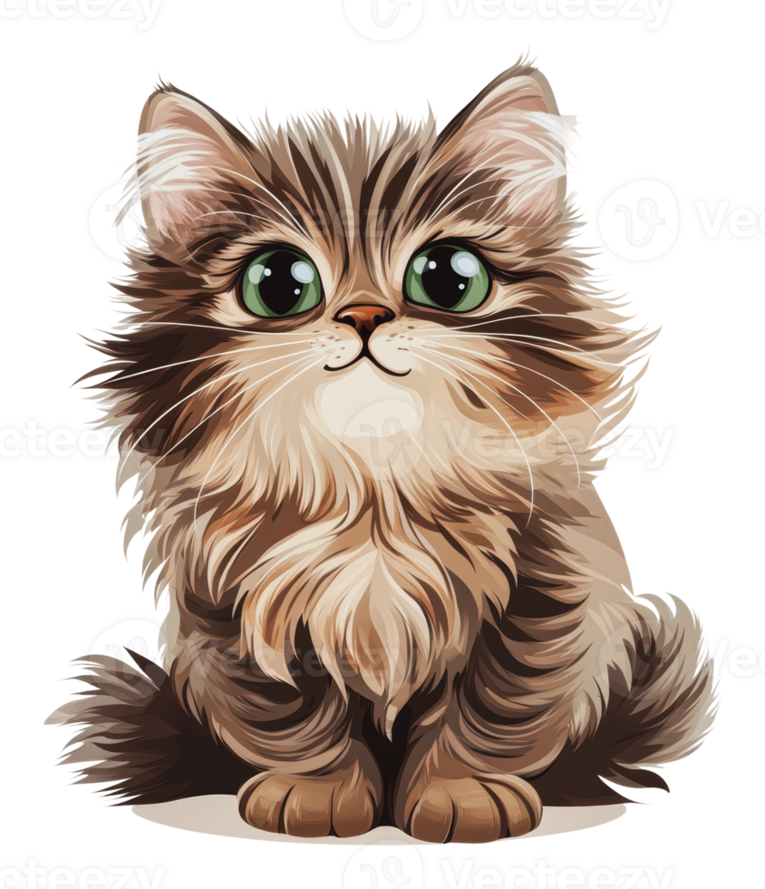 Cute fluffy kitten with big eyes sitting quietly png