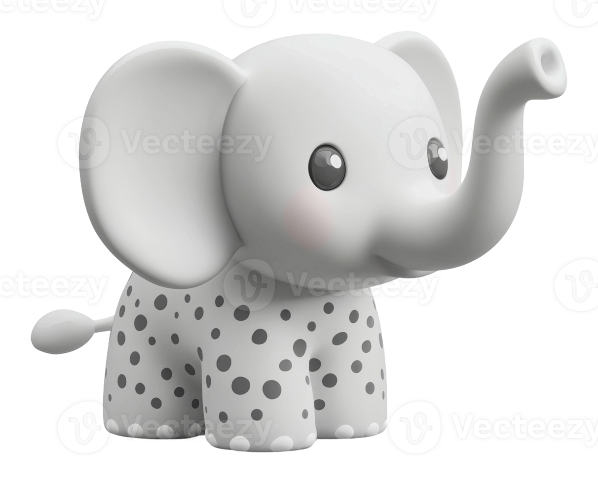 Cute playful cartoon elephant toy with polka dots png