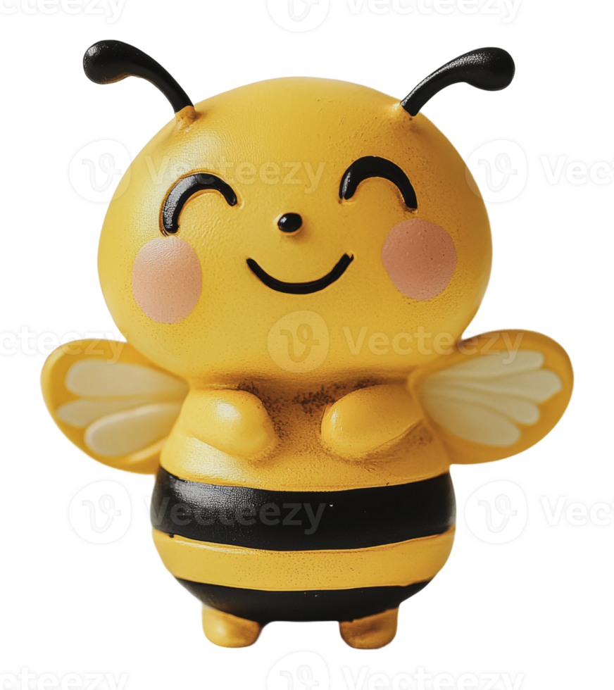 Happy bee figurine smiling with outstretched wings png