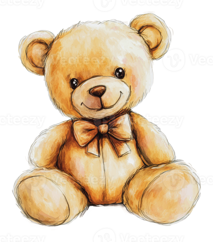 Teddy bear with bow on white background png