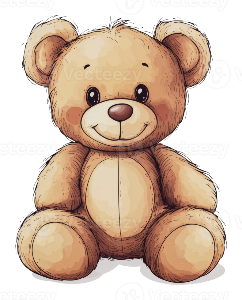 Cute teddy bear sitting with a friendly smile png