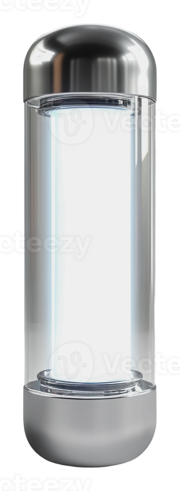 Sleek glass container with metallic lid png