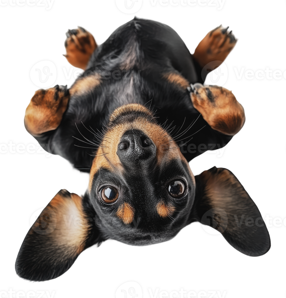 Dachshund lying on back with perked ears png