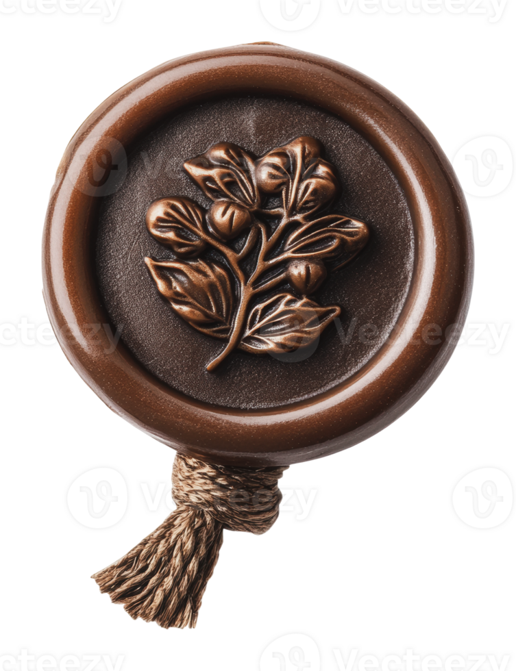 Decorative wax seal with leaf design for crafting png