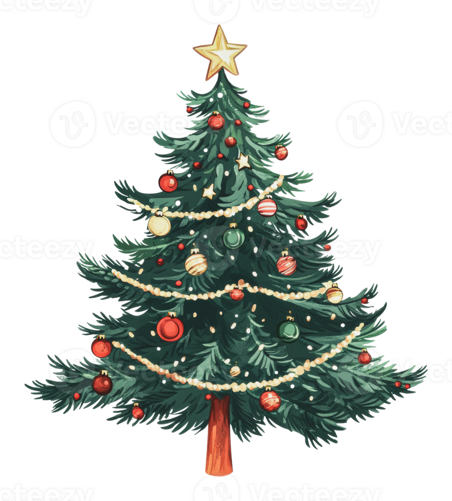 Colorful Christmas tree with lights png
