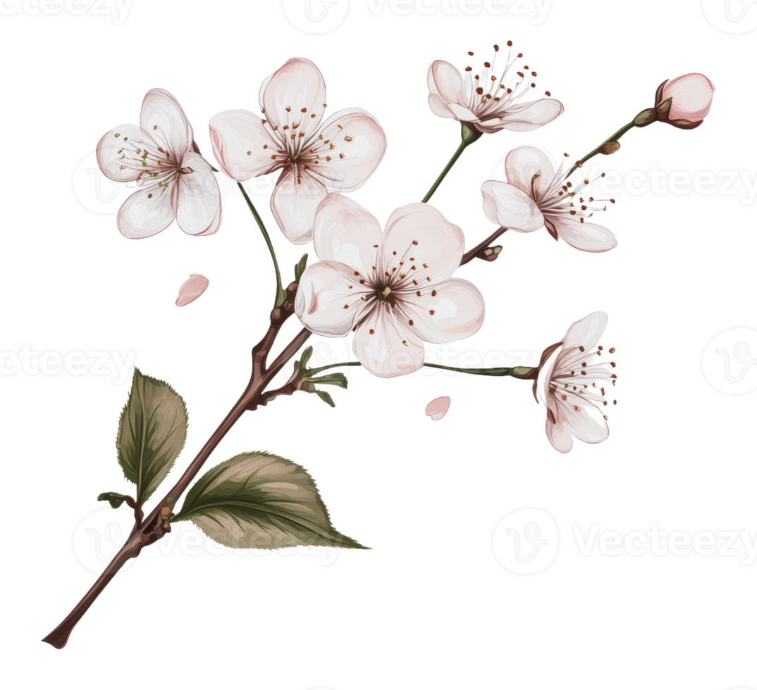 Cherry blossom branch with delicate blooms png