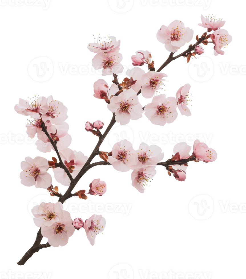 Delicate pink cherry blossom branch in springtime png
