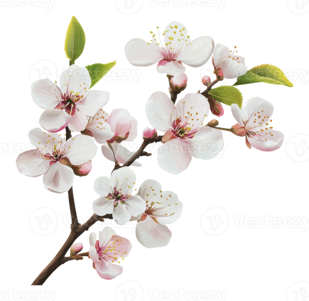 Delicate cherry blossom branch in springtime bloom png