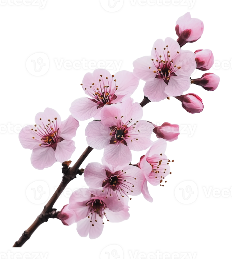 Delicate pink cherry blossoms blooming in spring png