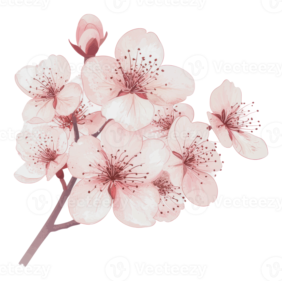 Soft pink cherry blossoms in spring png