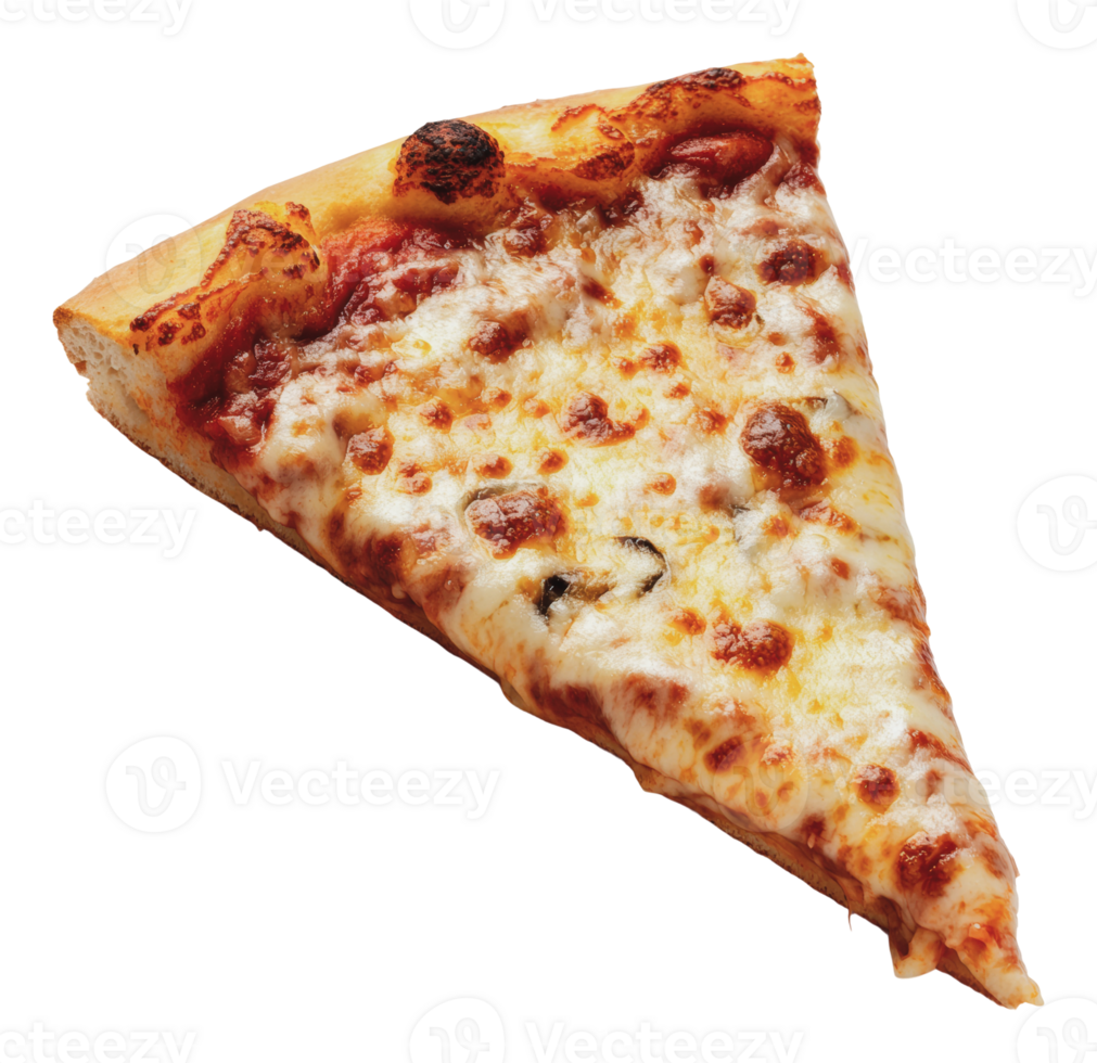 Delicious cheese pizza slice on a white background png