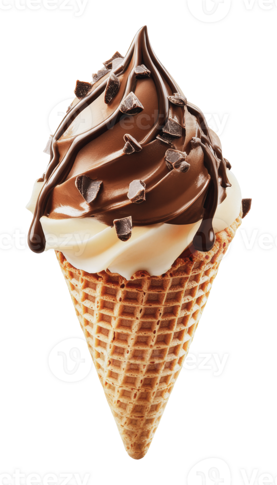 Chocolate swirl cone with toppings png