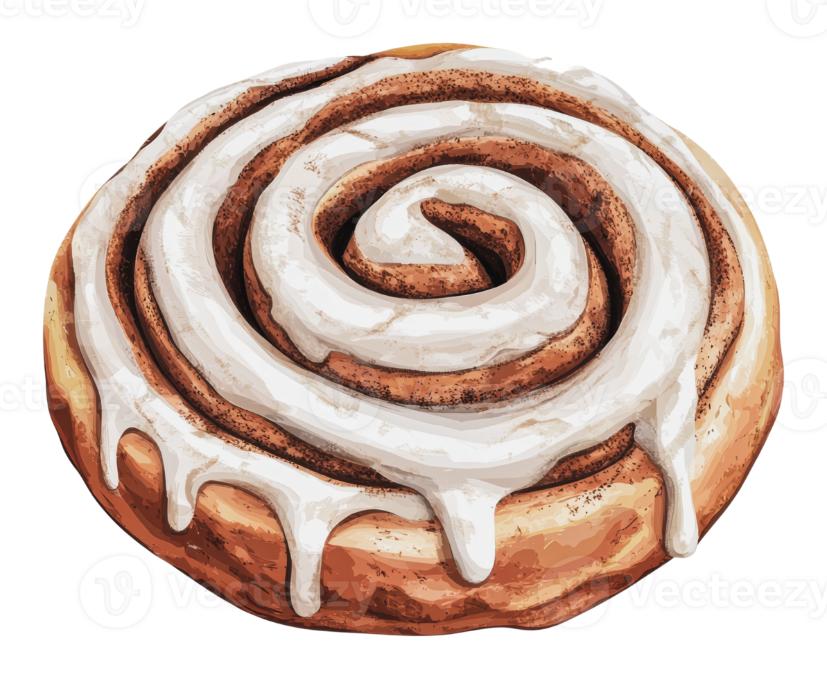 Creamy-frosted cinnamon roll delight png