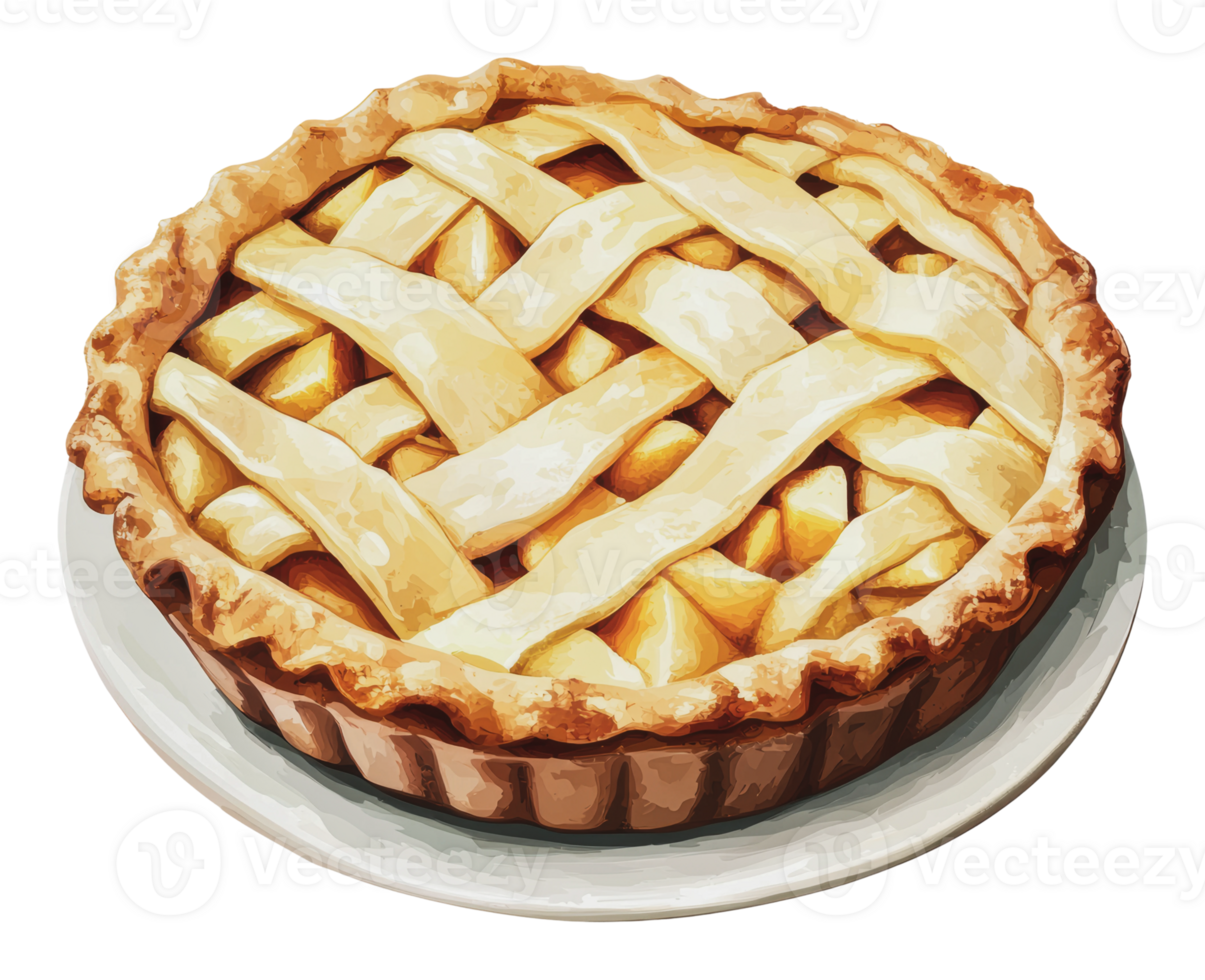 Apple pie on a white plate in sunlight png