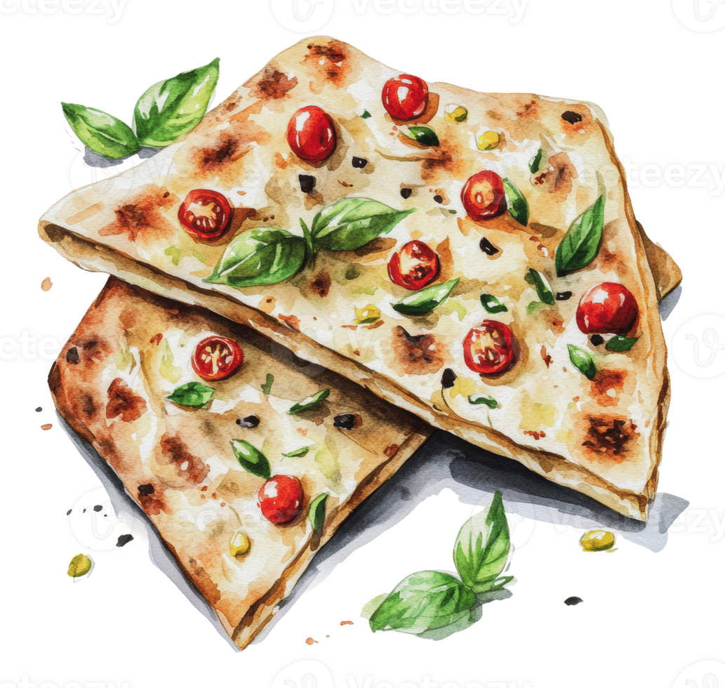 Herbed flatbread with fresh tomatoes png