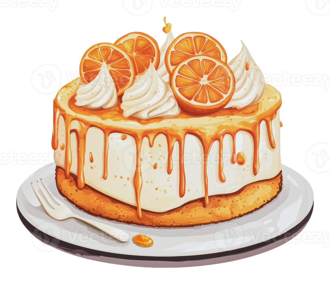 Orange cream cake with citrus slices png