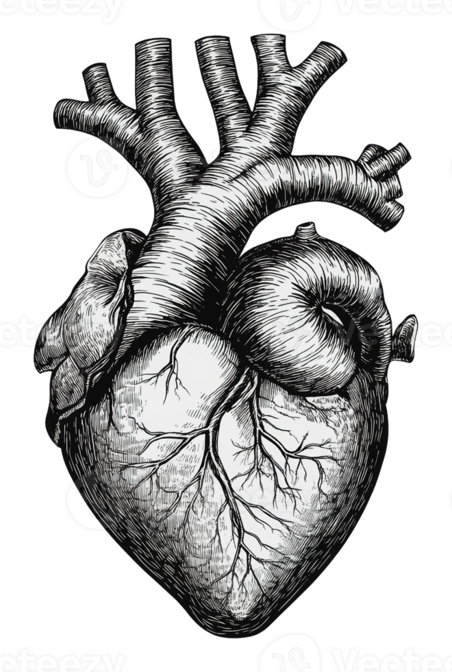 Detailed artistic heart design png