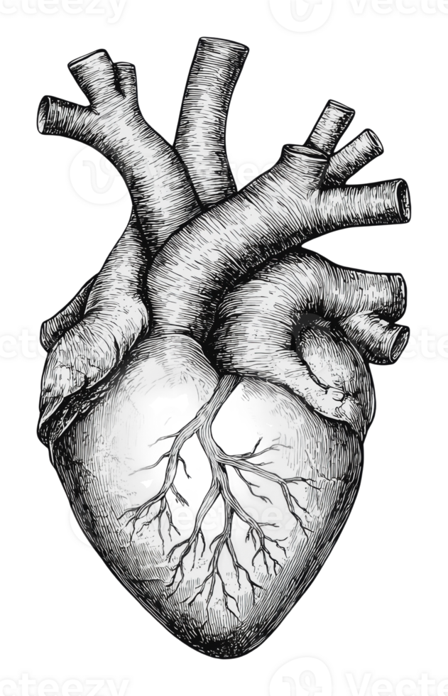 Detailed anatomical illustration of a human heart png