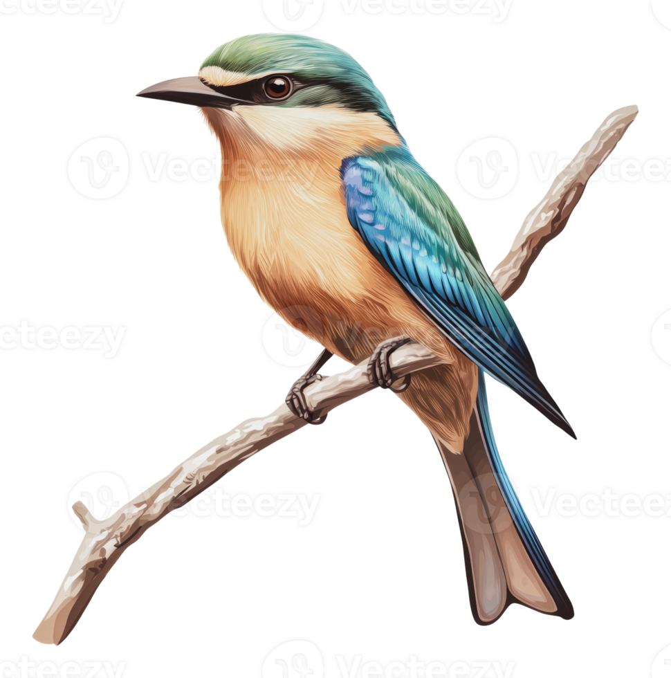 Colorful bird perched on a branch in nature png