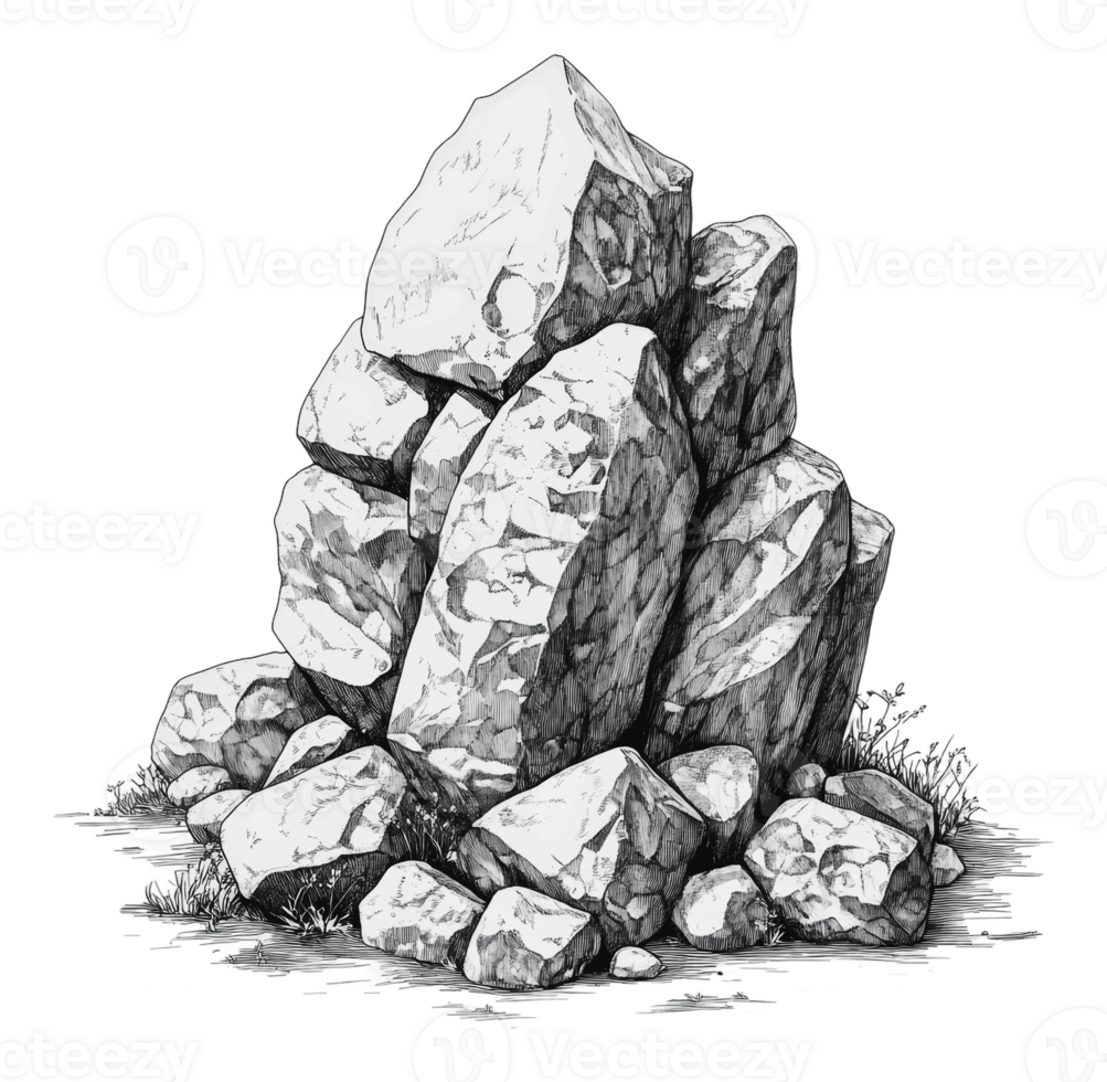 Pile of large stones in a natural setting png