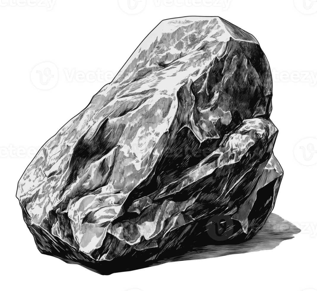 Large rock sketch on plain backdrop png