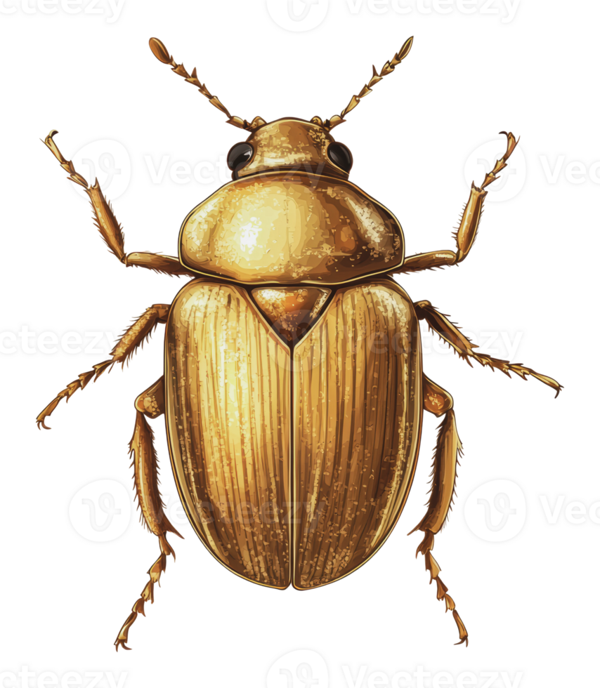 Detailed close-up of golden beetle png