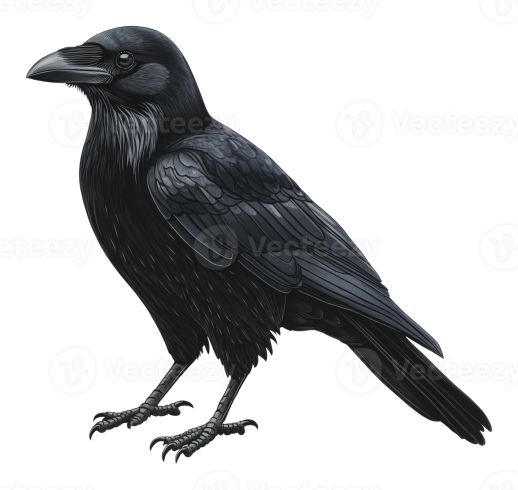 Raven on a branch illustration png
