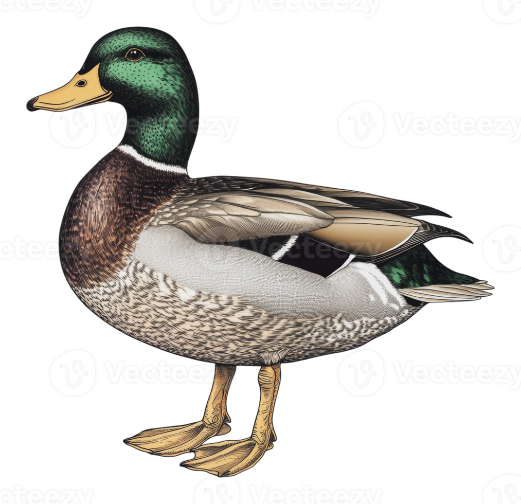 Colorful mallard duck on white background png