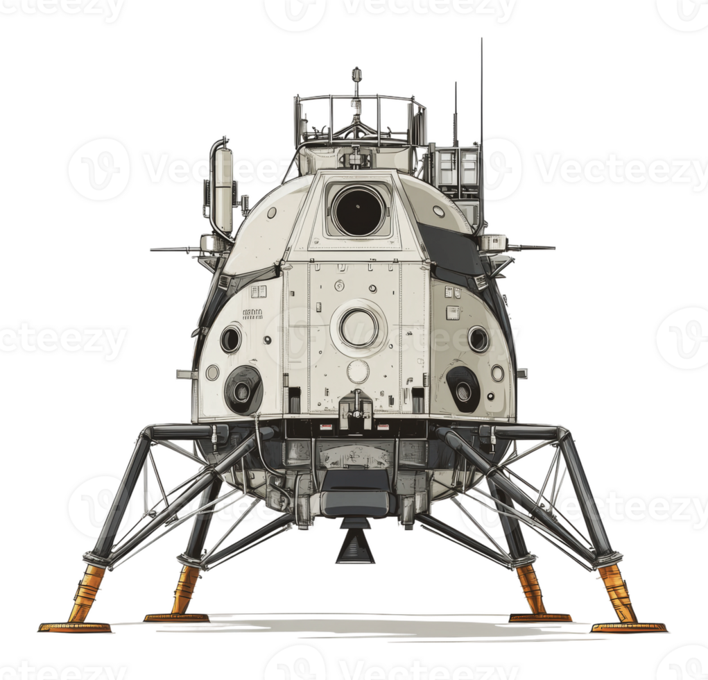 Detailed front view of lunar lander png