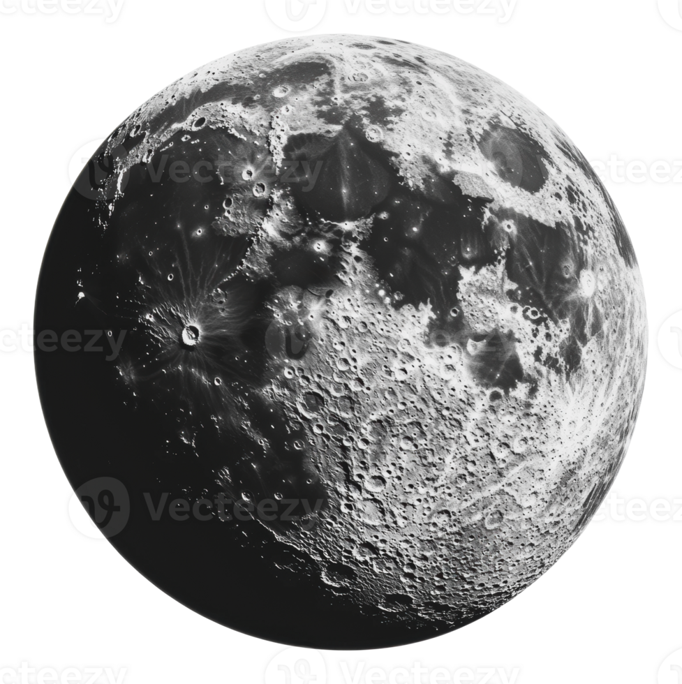Detailed view of the moon's surface during night png