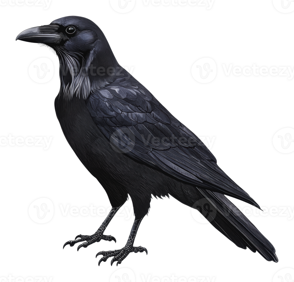 A raven perched elegantly indoors png