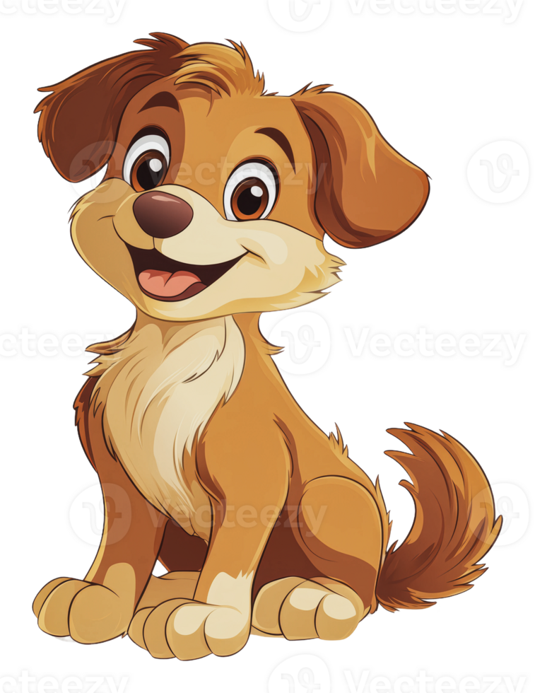 Happy cartoon dog sitting cheerfully in sunny day png