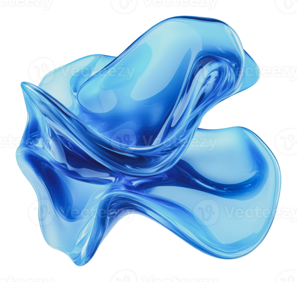 Blue abstract sculpture on white background png