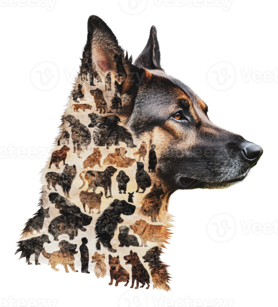 Silhouettes of different dog breeds png