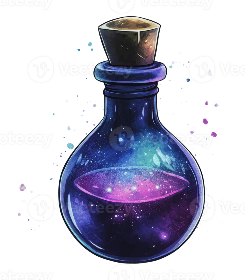 Galaxy-inspired potion bottle png