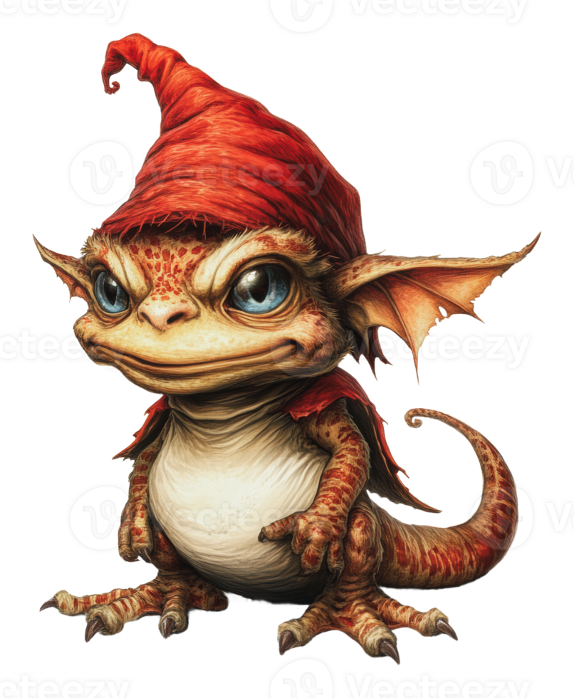 Happy creature in a red hat smiles png