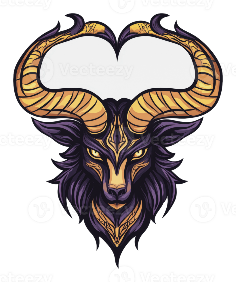 Golden-horned mythical ram art png