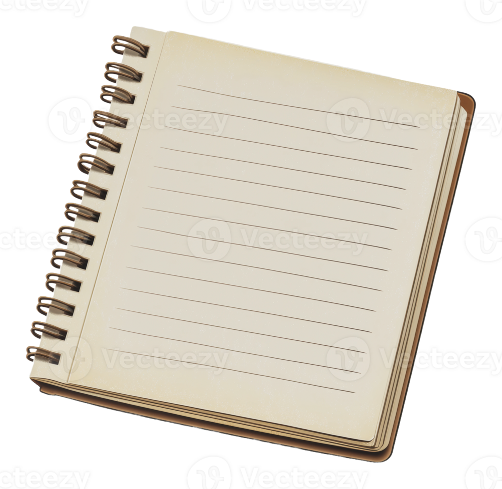 Empty notebook ready for writing on a table png