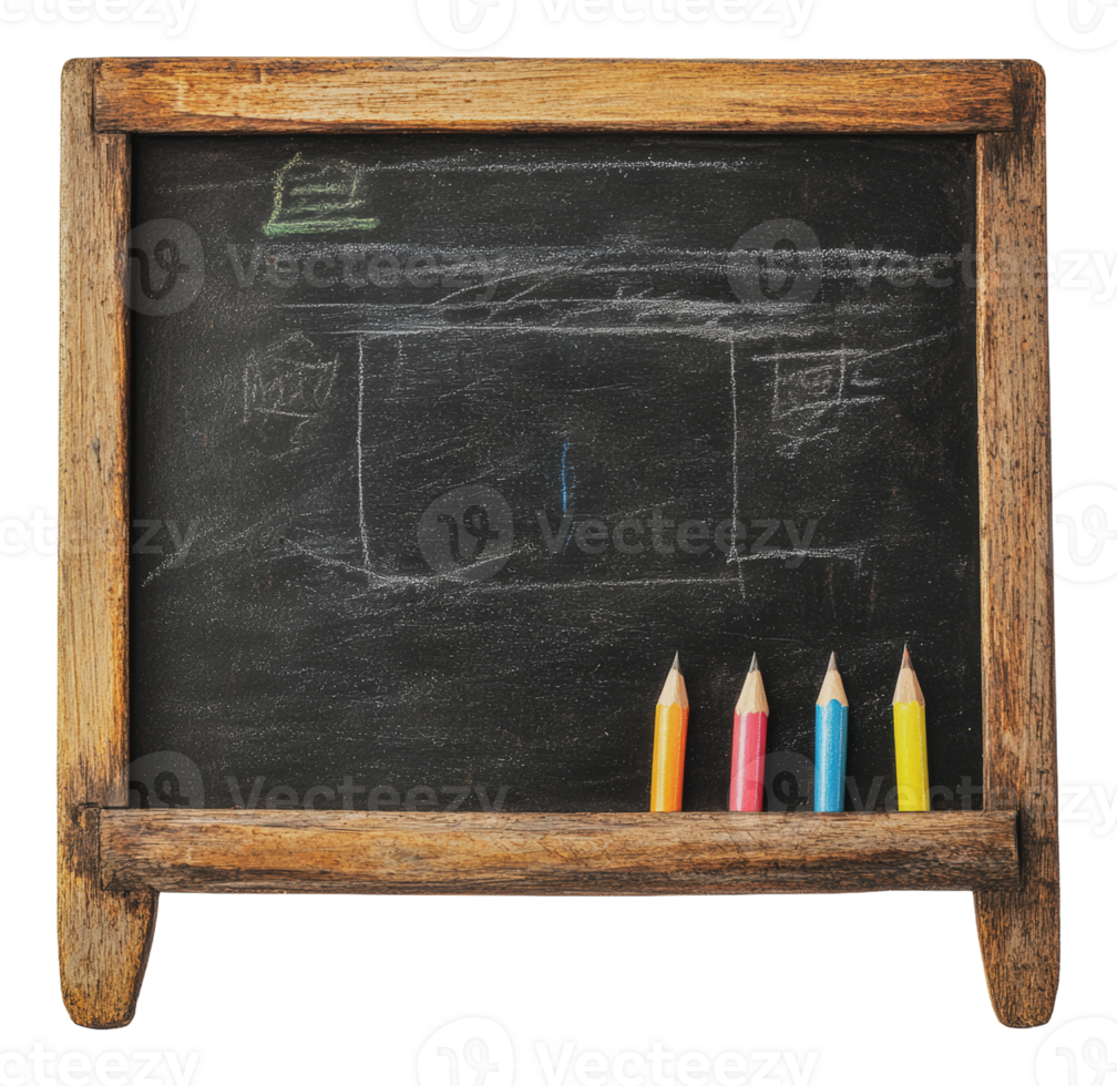 Colorful chalk and sketch on a small blackboard png