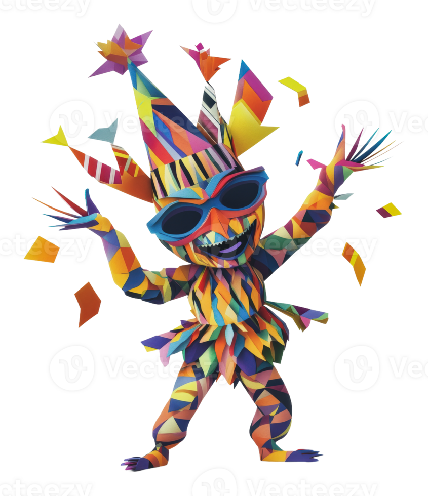 Colorful character celebrating at a festive event png