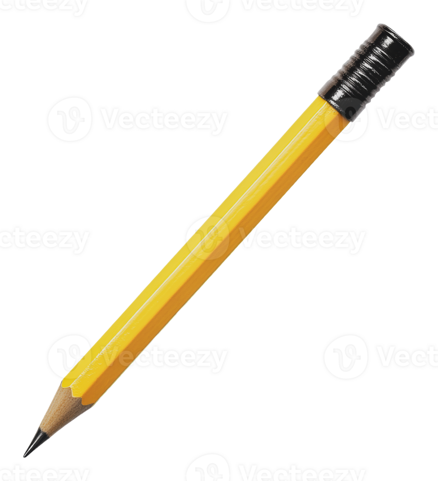 Bright yellow pencil ready for writing in office png