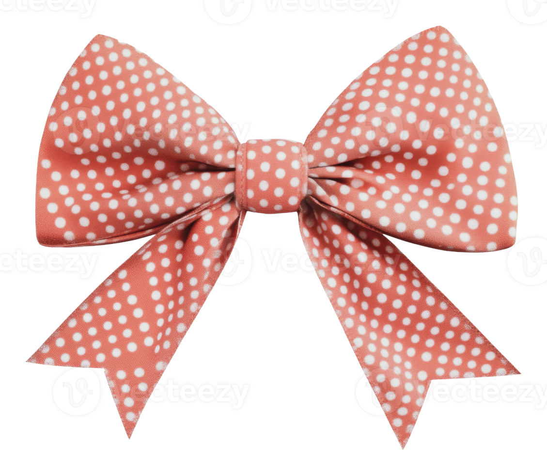 Polka dot bow in coral color for festive occasions png