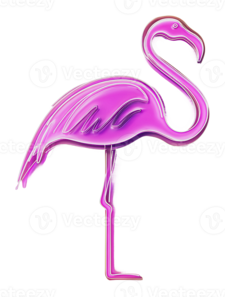 Neon pink flamingo summer decor png