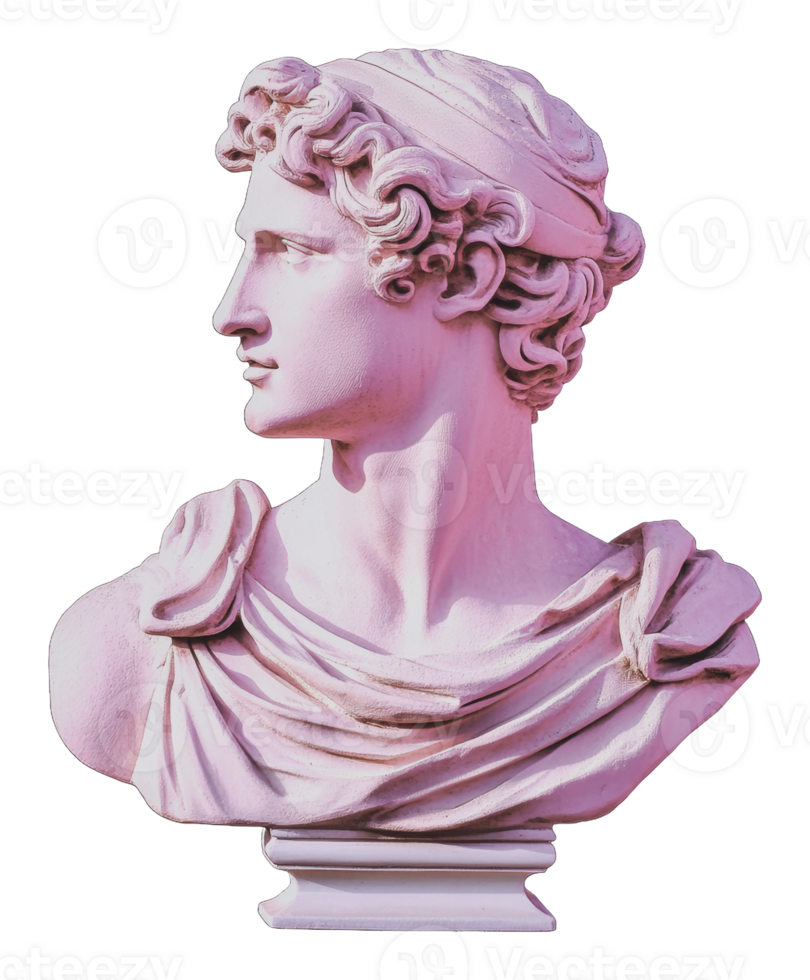 Young man marble bust with curls png
