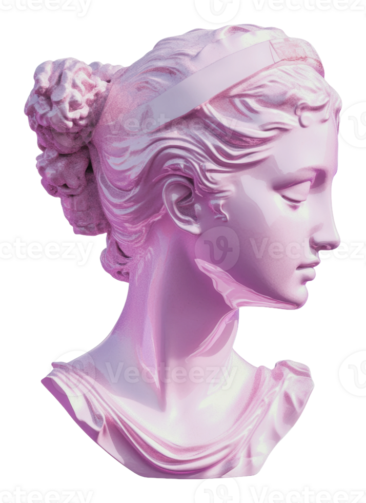 Elegant pink sculpture of a woman's profile in art png