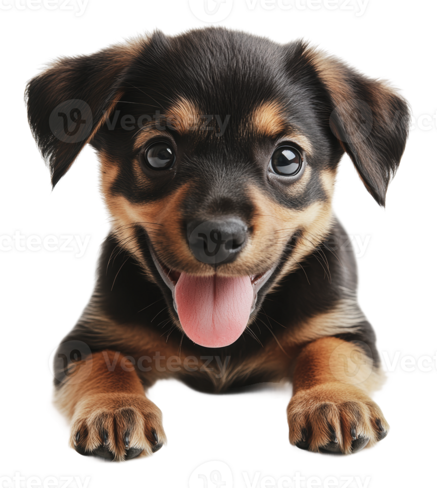 Happy puppy lying down with playful expression png