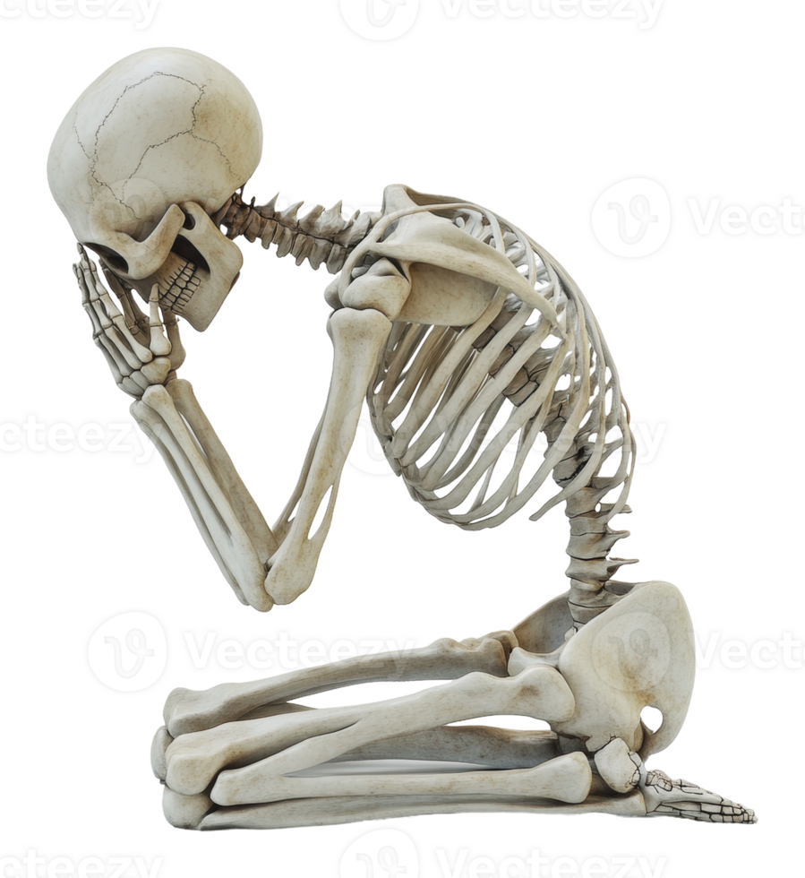 Skeleton pondering life choices png