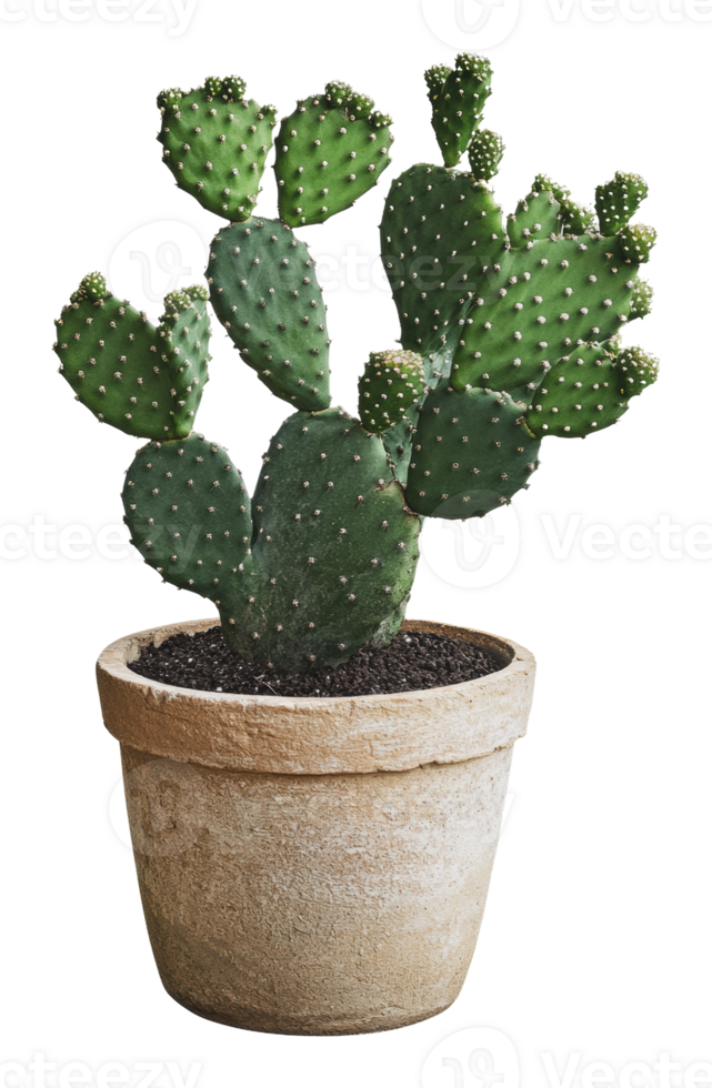 Bright green cactus in a terracotta pot indoors png